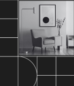 MIT Horizon graphic with headshot photo of Andrea Quiros-Balma and a photo of a living room with a chair, lamp, and side tables and art on the wall.
