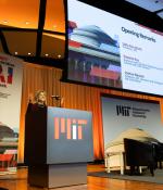 MIT President Sally Kornbluth speaks on a stage.